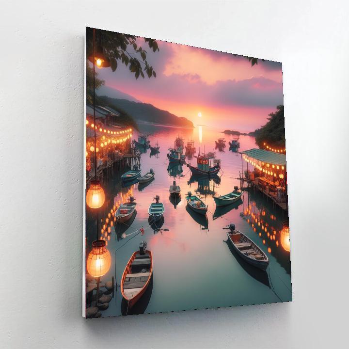 Rustic Harbor Evening Painting Number Kit