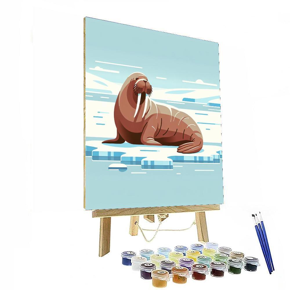 Whiskered Walrus Welcome Number Painting