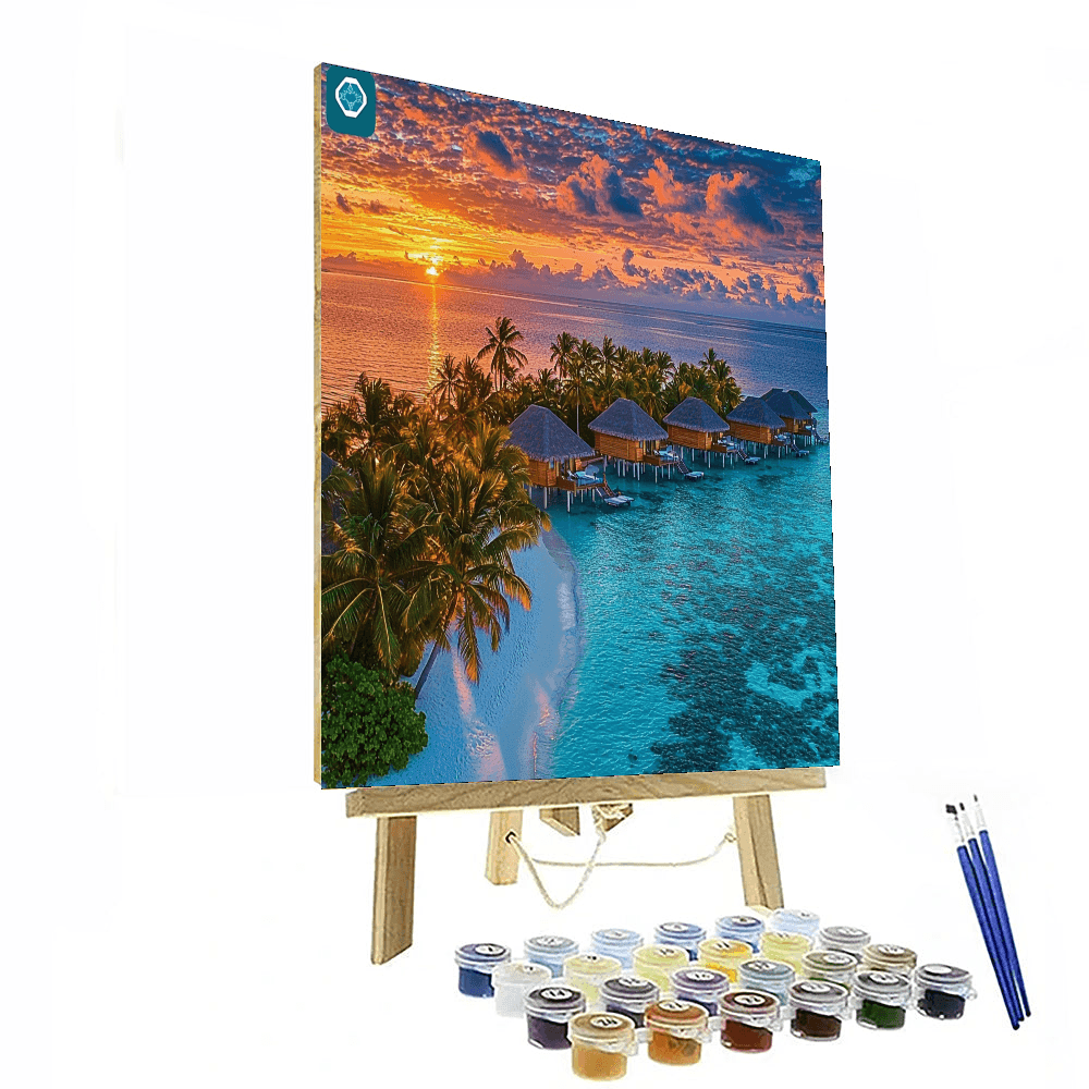 Maldives Overwater Bungalows Number Painting