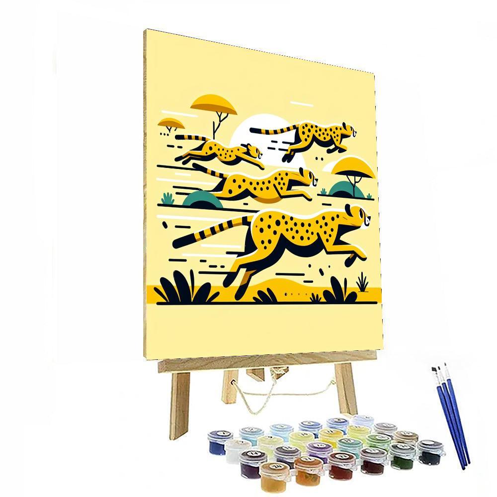 Cheerful Cheetah Chase Paint By Numbers Kits