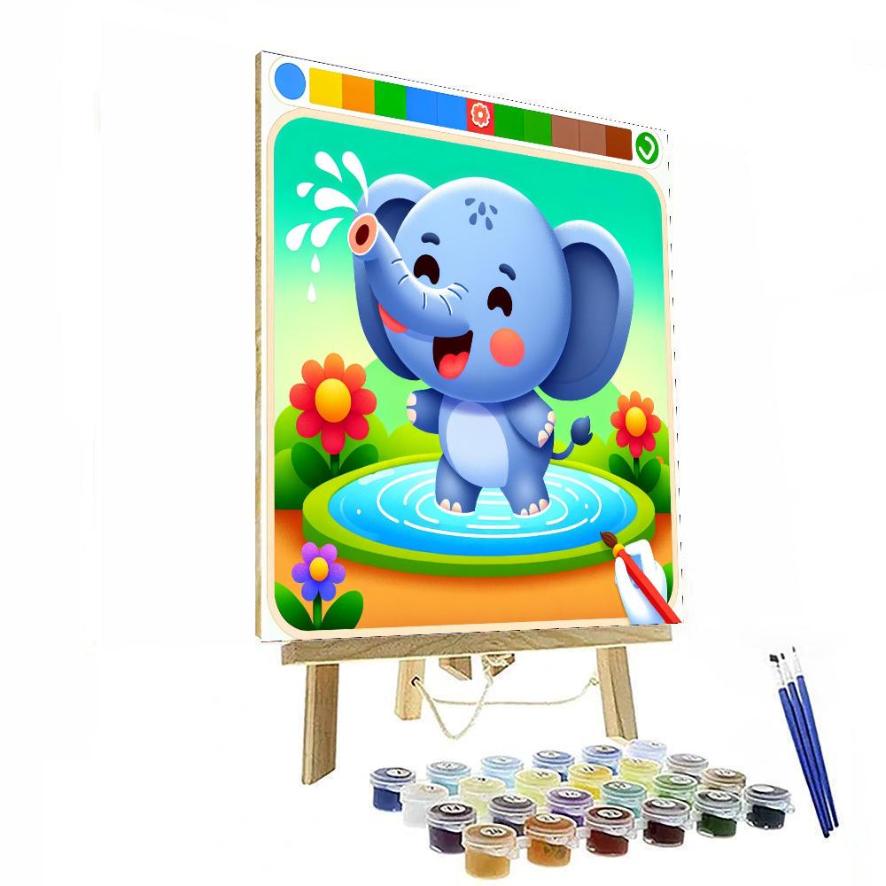 Joyful Elephant Splash Paint By Numbers Art