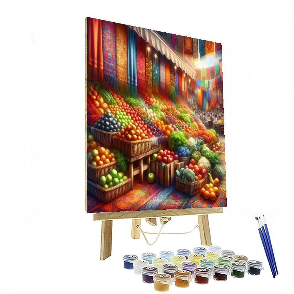 Vibrant Market Stall Paint By Numbers Art
