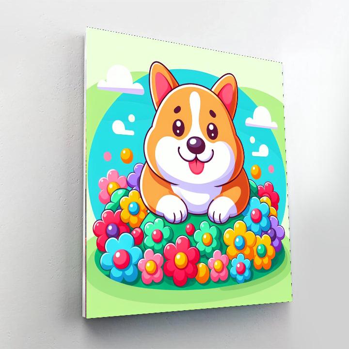 Cheerful Corgi Paint By Color
