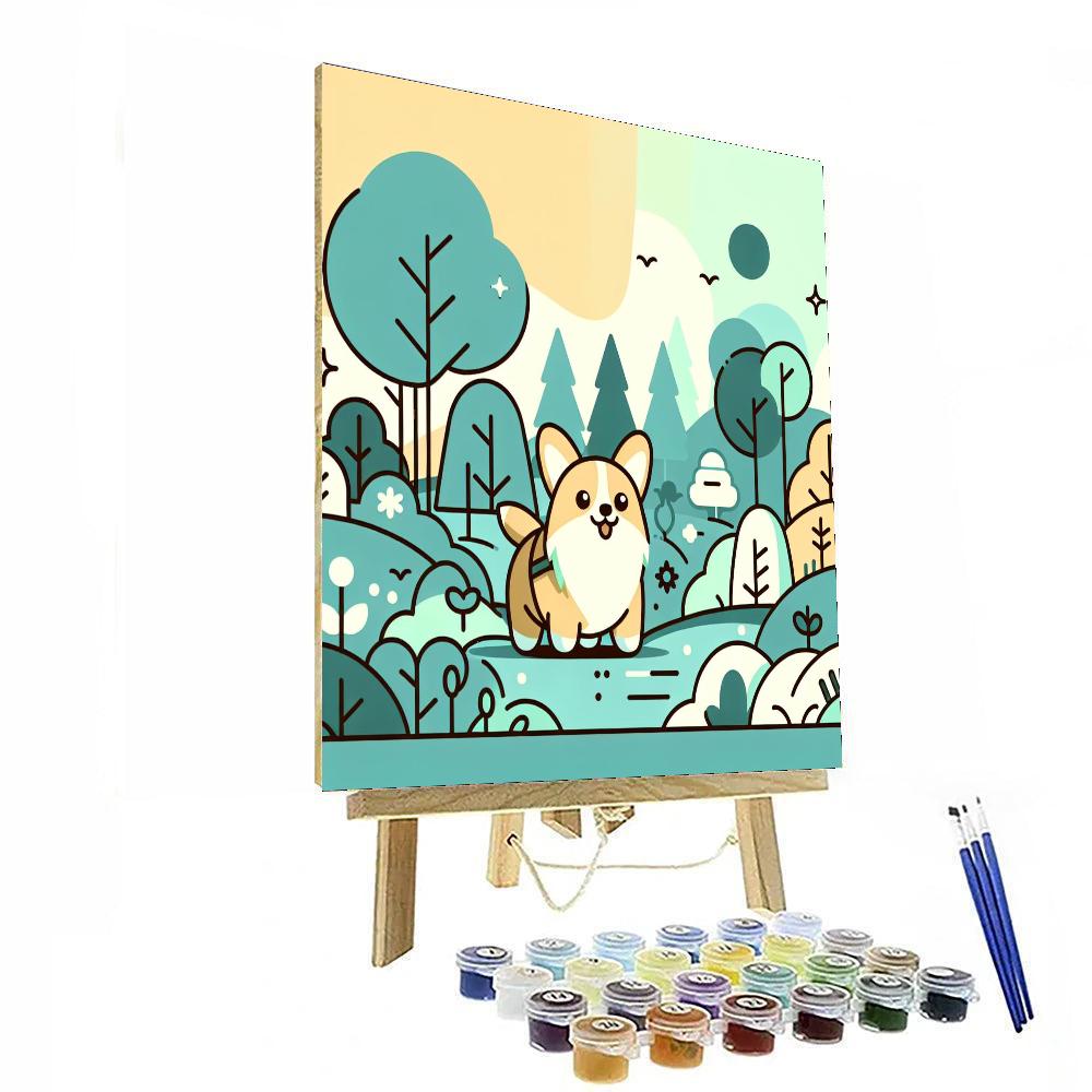 Clever Corgi Adventure Paint By Numbers Art