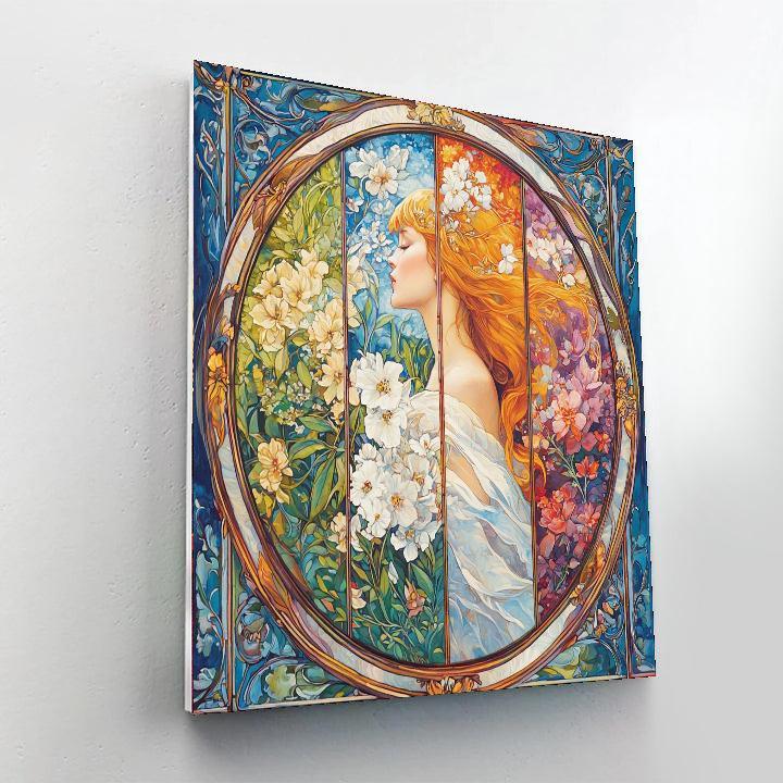 Alphonse Mucha Inspired Harmonious Seasons  Painting Number Kit