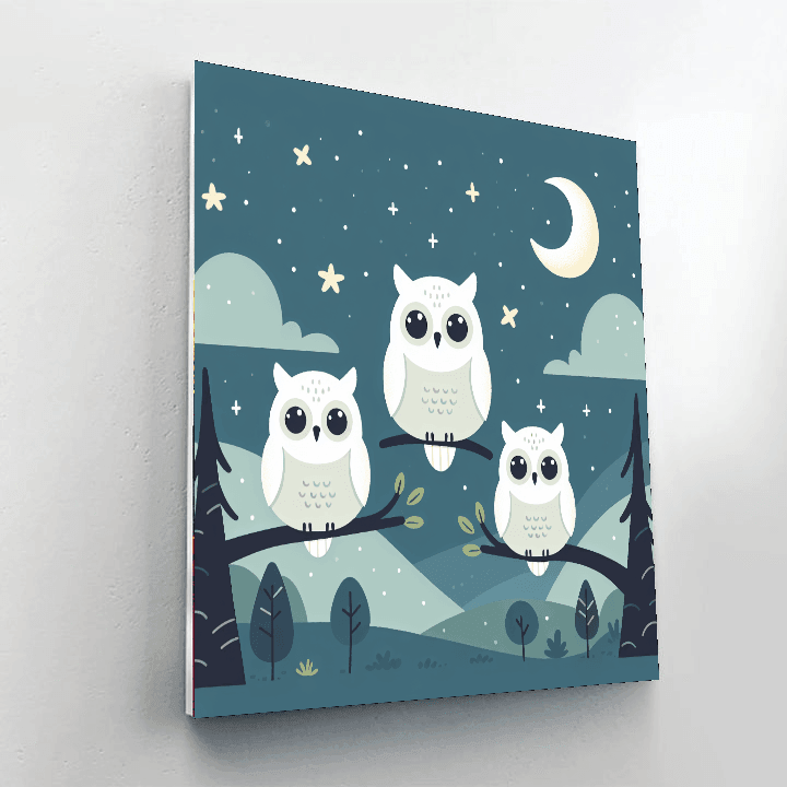 Starry Night With Singing Owls Paint By Number