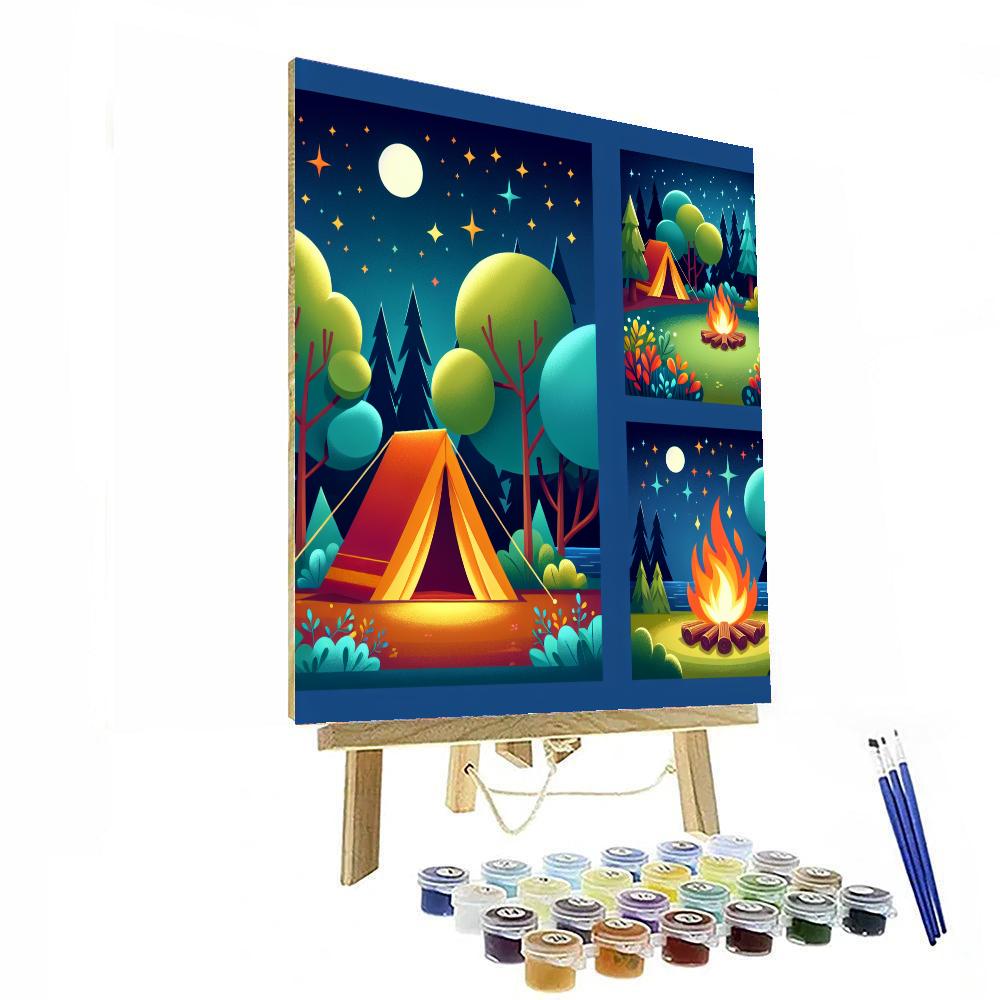 Happy Camping Scene Painting By Numbers Kit