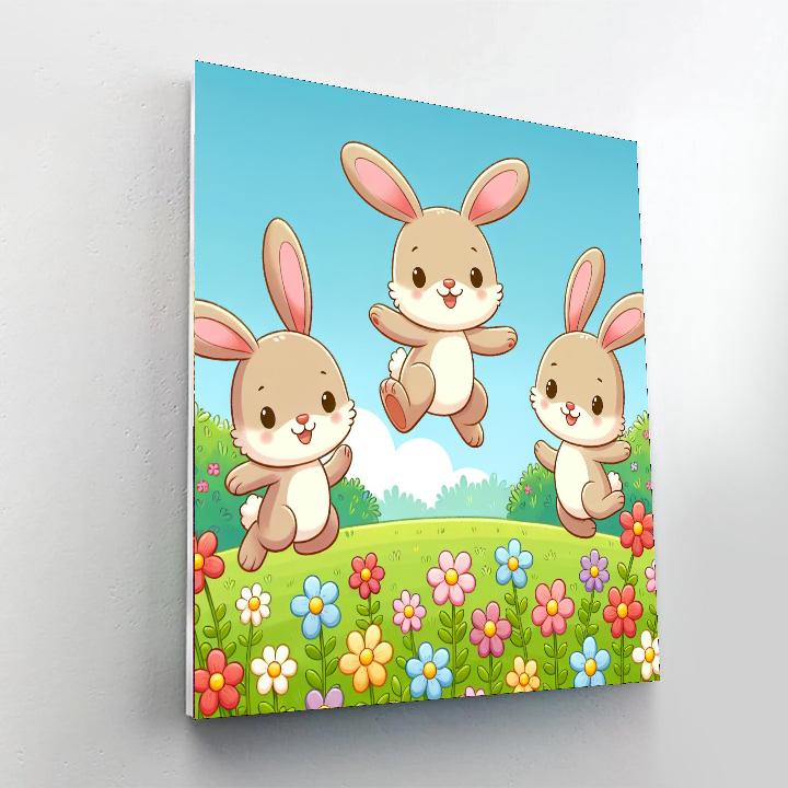 Hopping Happy Hares Paint By Numbers Art