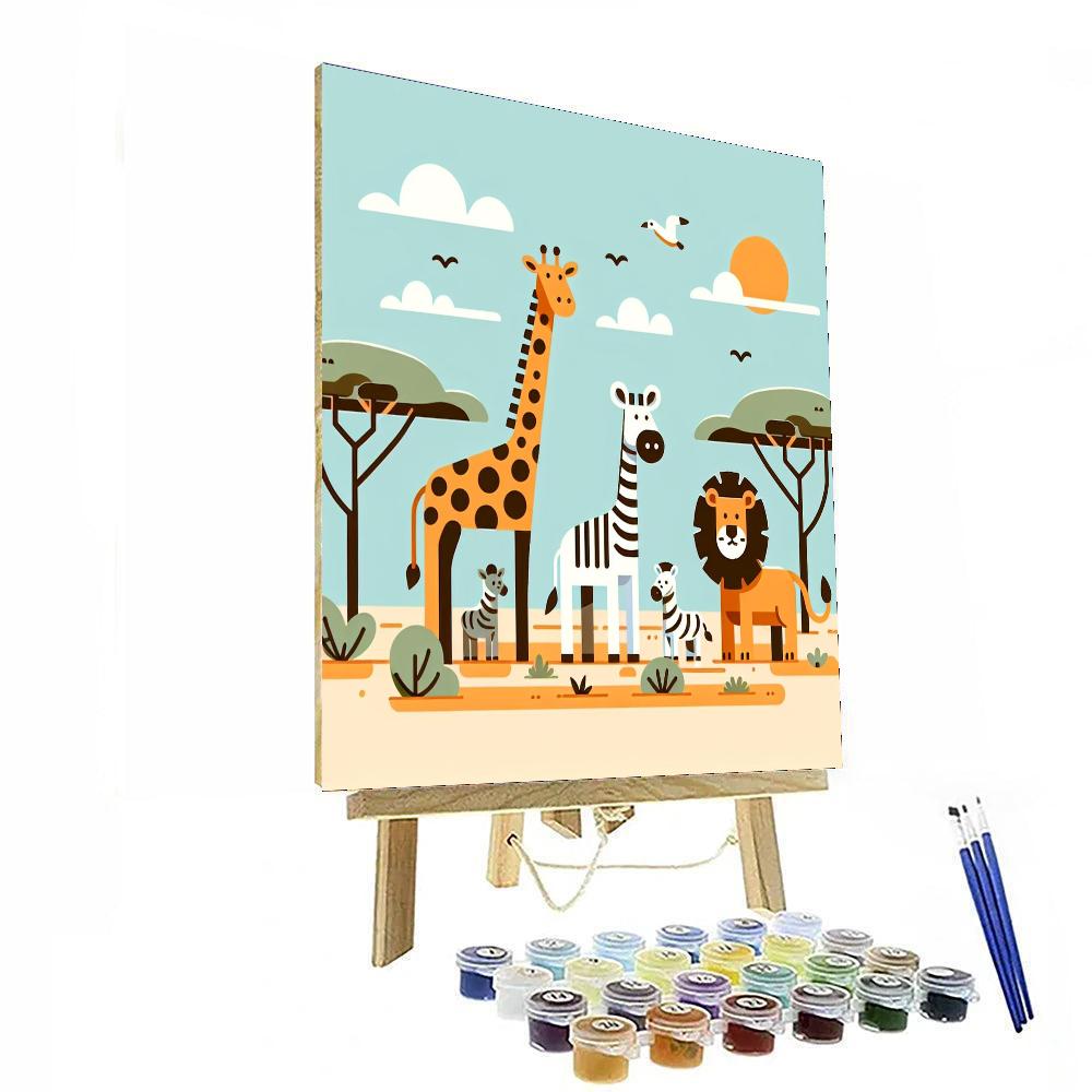Giraffe And Friends Safari Paint By Numbers
