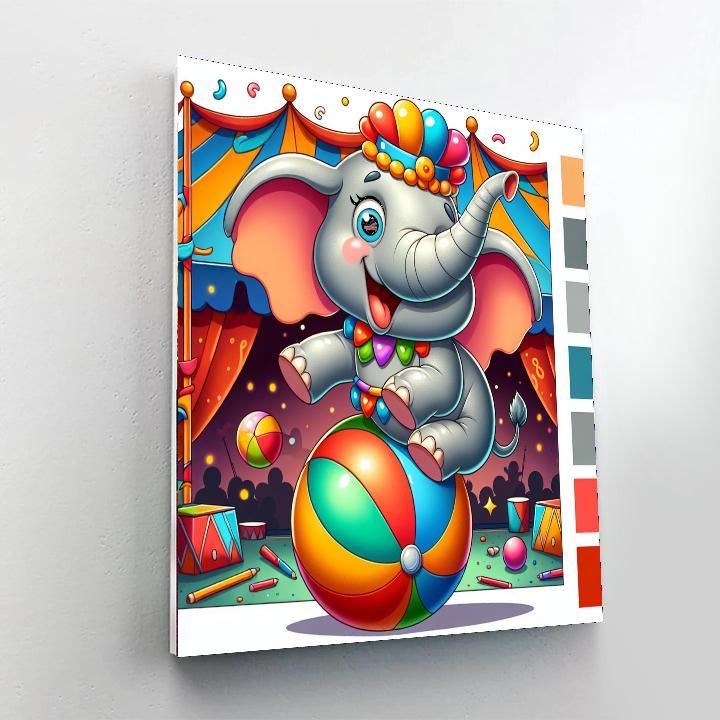 Silly Circus Elephant DIY Paint By Numbers
