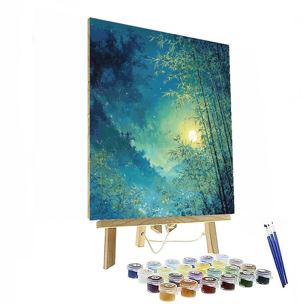 Hiroshige Inspired Moonlit Bamboo Grove  Painting Number Kit