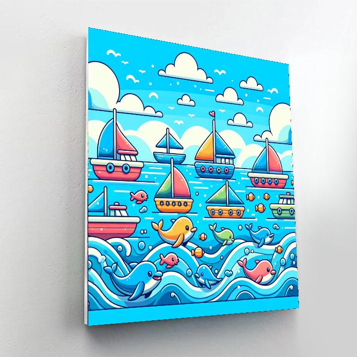 Cheerful Sea Adventure Paint By Numbers Art
