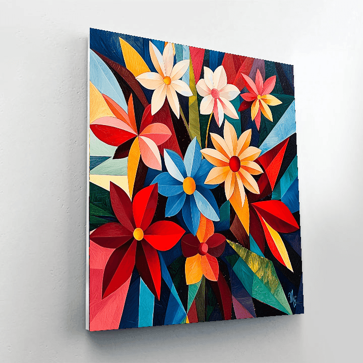 Pablo Picasso Inspired Cubist Floral Arrangement  Paint By Number