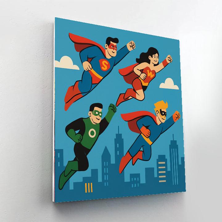 Superheroes On Patrol DIY Paint By Numbers