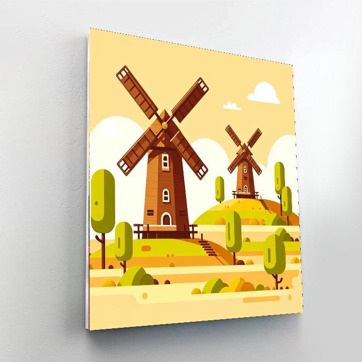 Whirling Windmills Paint By Numbers Art