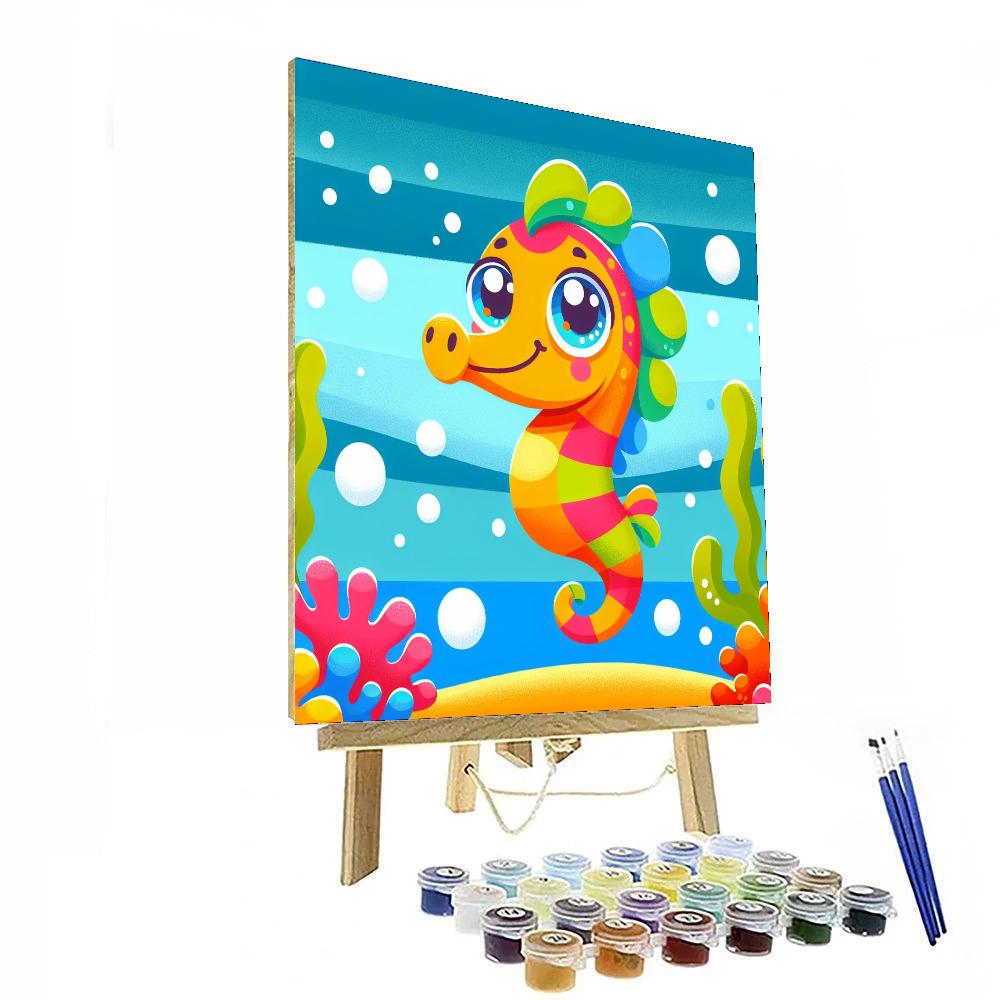 Bubbly Sea Horse Painting Number Kit