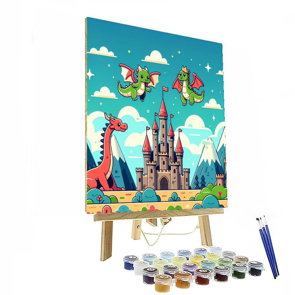 Castle And Dragons Tale Number Painting