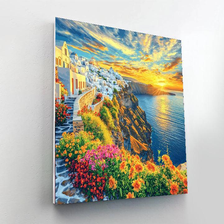 Santorini Caldera Hike Painting Number Kit