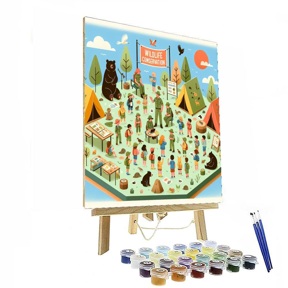 Wildlife Conservation Camp Number Painting