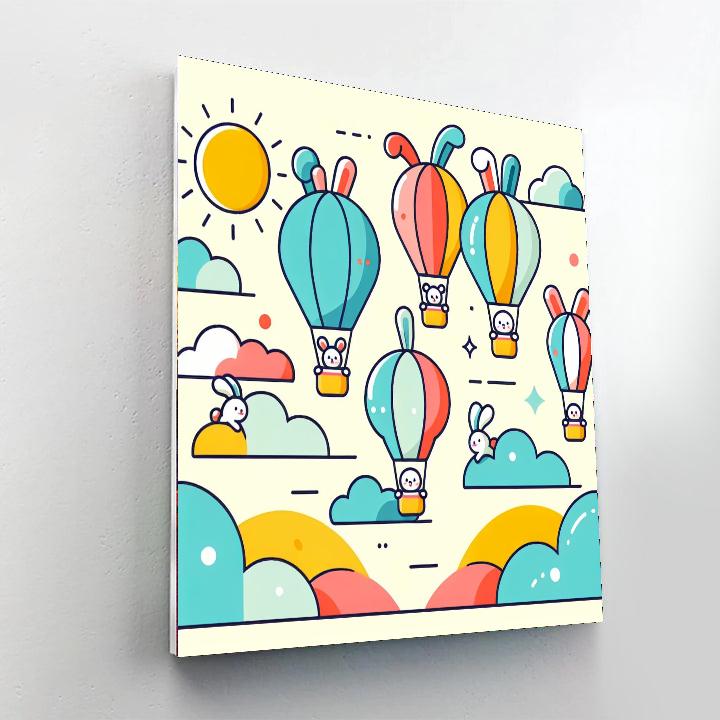 Bunny Balloon Fiesta Paint By Numbers Art