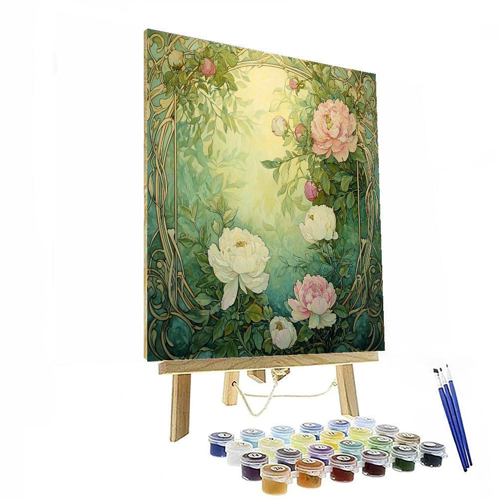Alphonse Mucha Inspired Botanical Serenity  Paint By Numbers