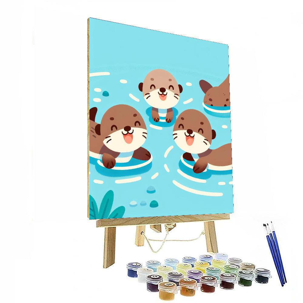 Cheerful Otters Number Painting