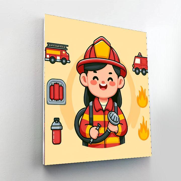 Joyful Firefighter DIY Paint By Numbers