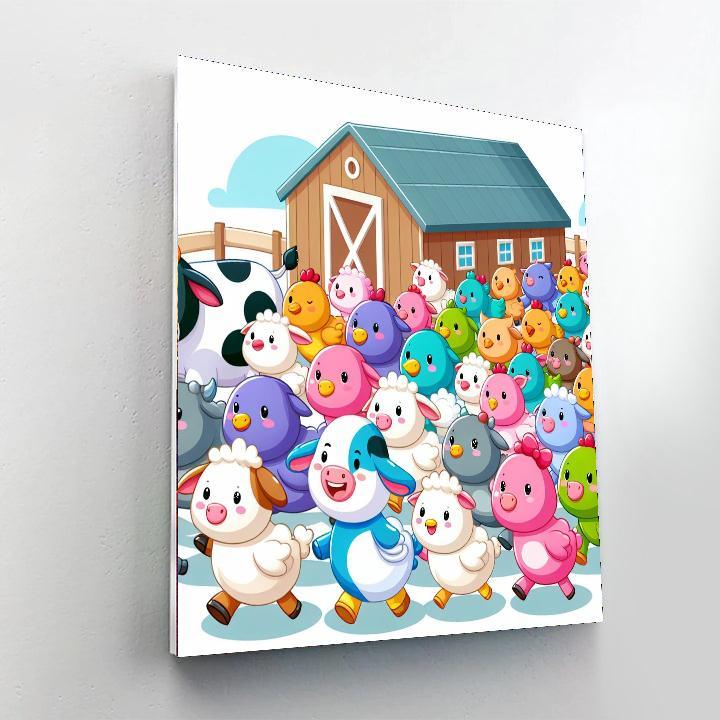 Farm Animal Parade Paint By Numbers Art
