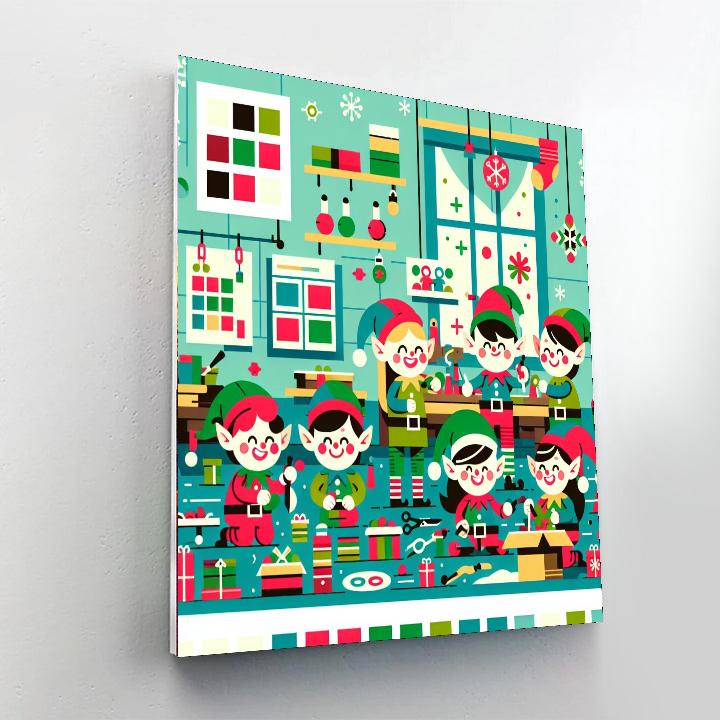 Christmas Elf Workshop Number Painting
