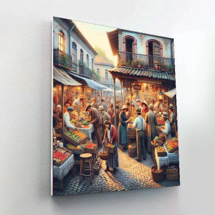 Nostalgic Street Market Paint By Numbers Art