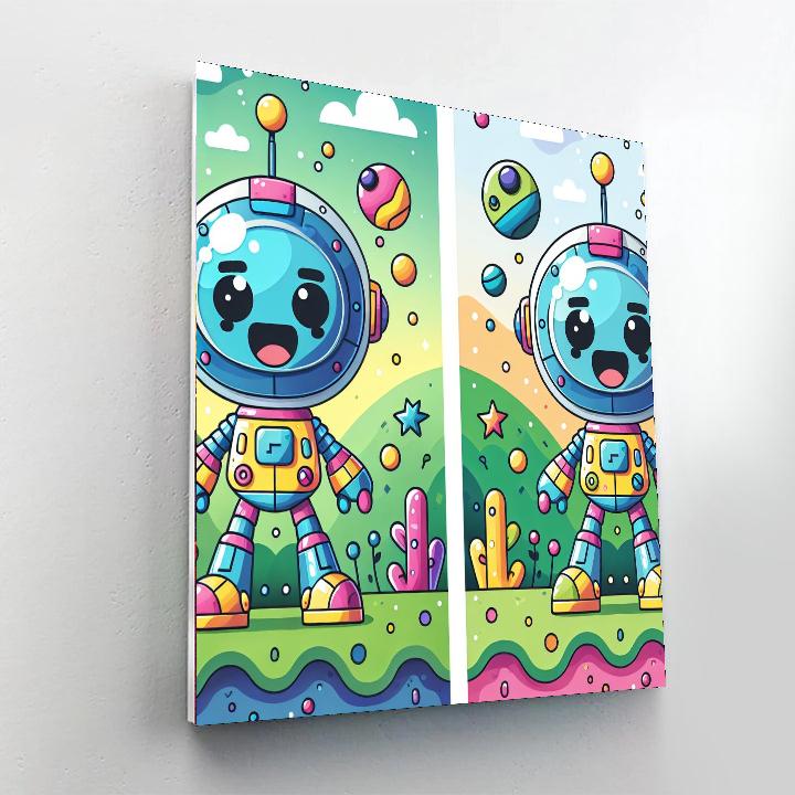 Friendly Robot Explorer Paint By Numbers Art