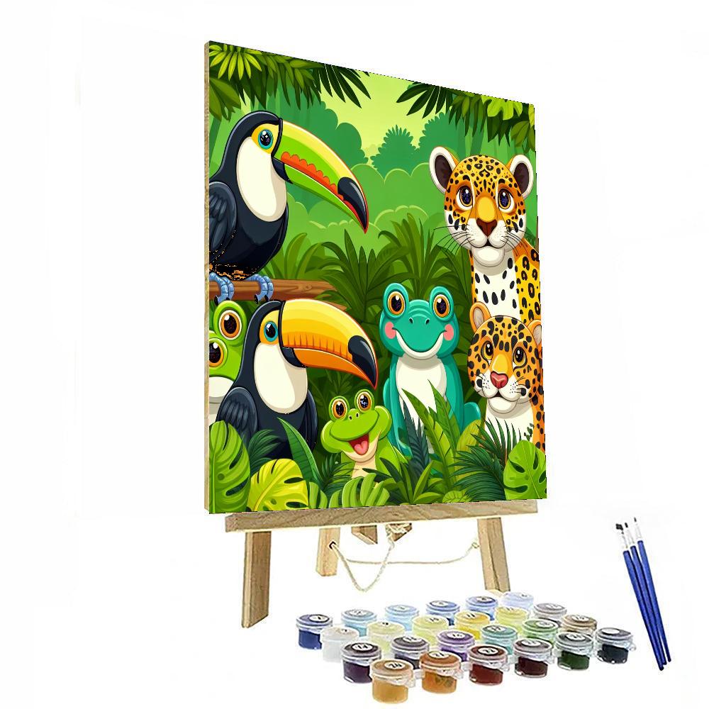Rainforest Animal Reunion Paint By Numbers Art