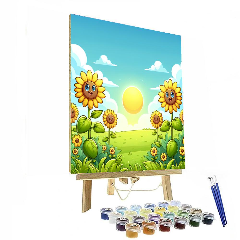 Sunny Sunflower Field Day DIY Paint By Numbers