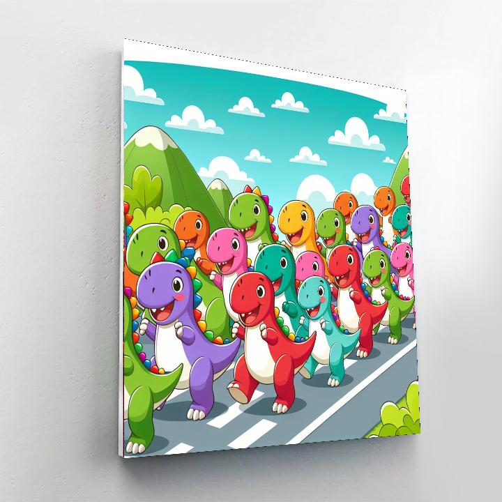 Cute Dino Parade Paint By Numbers Art