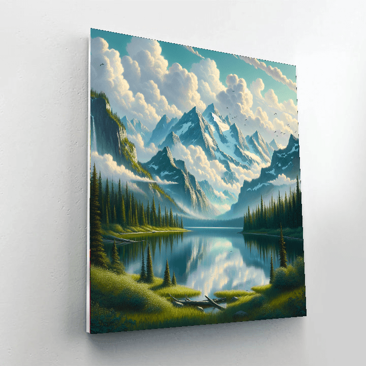 Enchanting Mountain Lake Number Painting