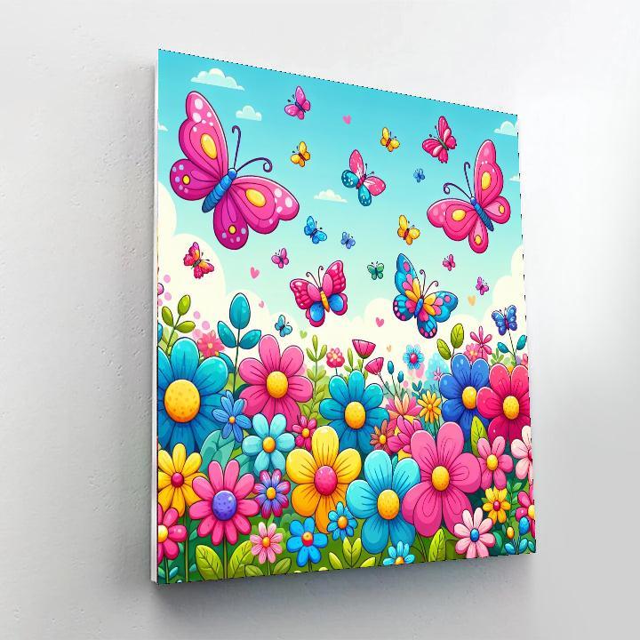 Vivid Garden Butterflies Paint By Numbers Art