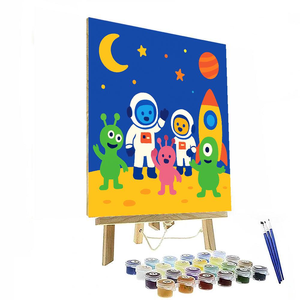 Space Aliens And Astronauts Painting By Numbers Kit