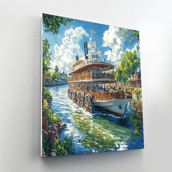 Paddle Wheel Riverboat Cruise Painting Number Kit