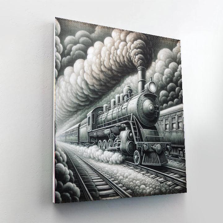 Vintage Steam Train Adventure Painting Number Kit