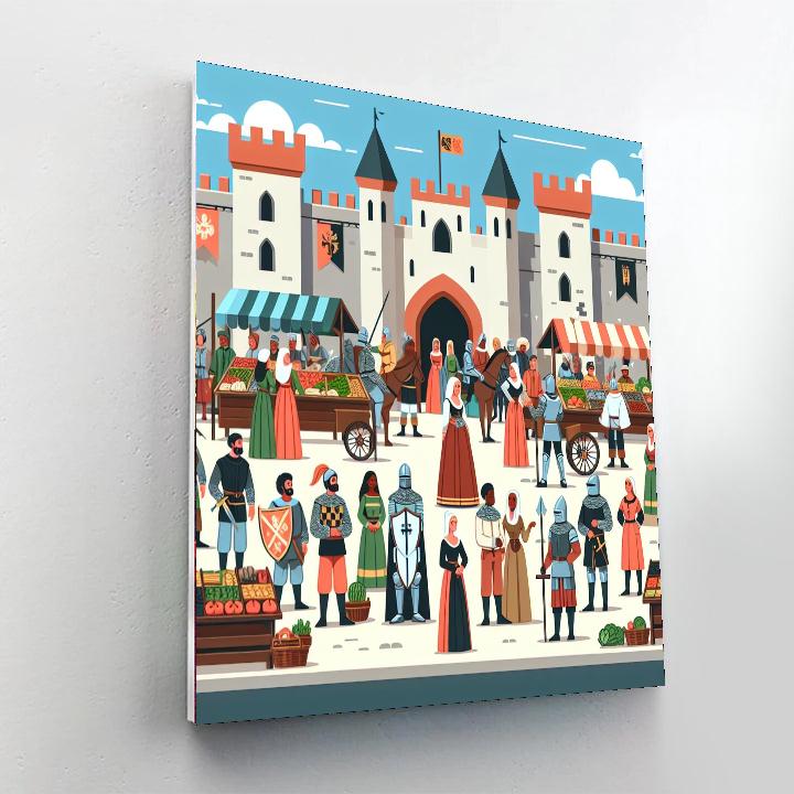 Medieval Market Extravaganza Painting By Numbers Kit