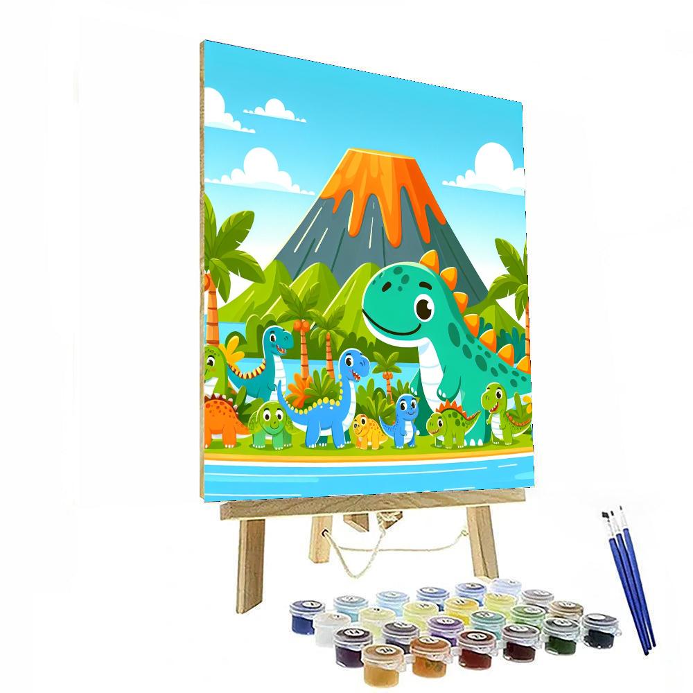 Whimsical Dinosaur Island Paint By Color