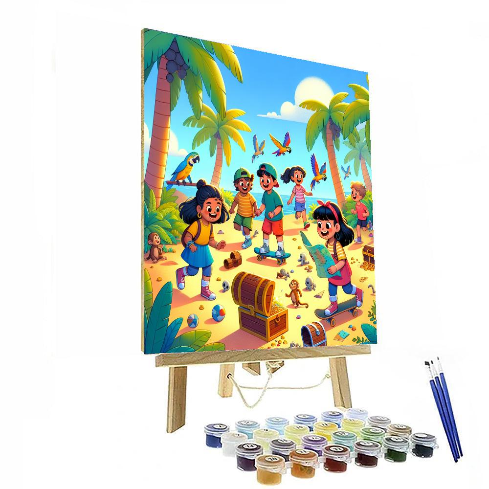 Joyful Explorers On The Island Painting By Numbers Kit