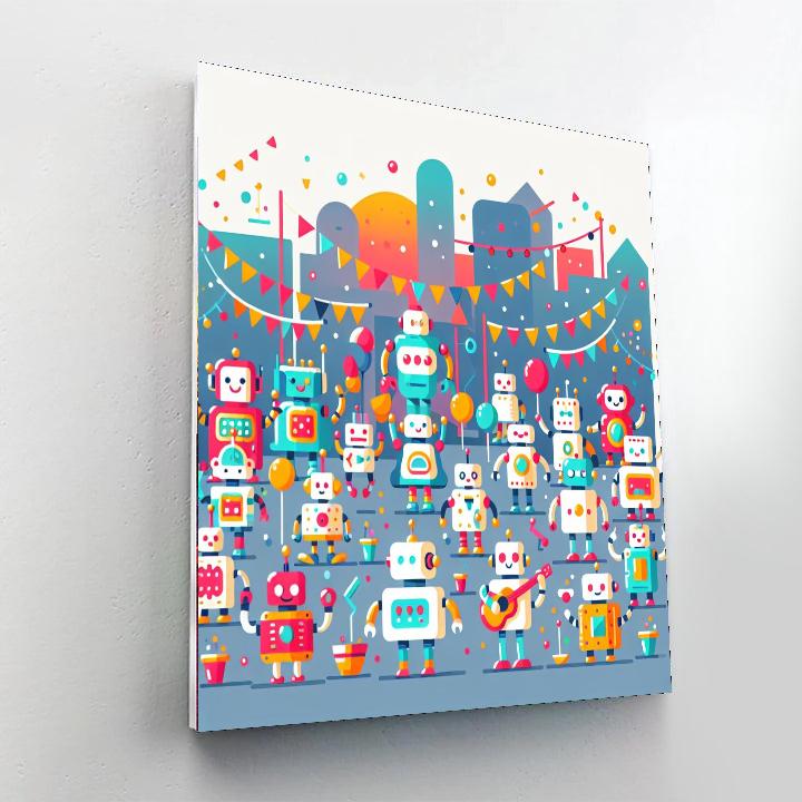 Robot City Festival Paint By Numbers Art
