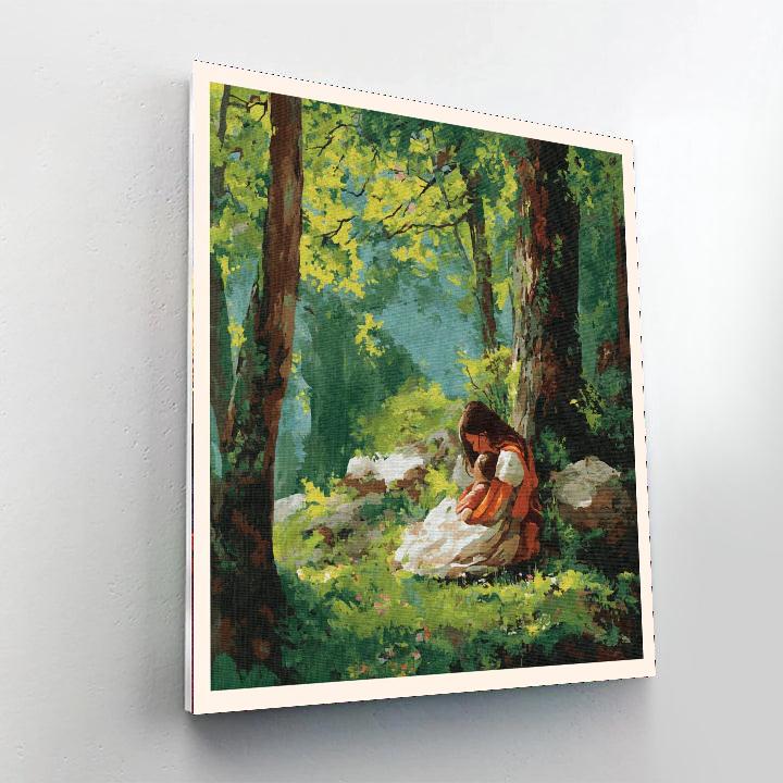 Mother's Embrace In Nature Number Painting