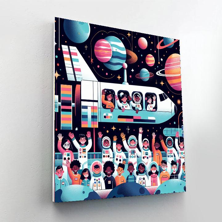 Outer Space Station Mission Painting Number Kit