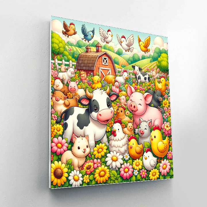 Joyful Farmyard Friends Painting Number Kit