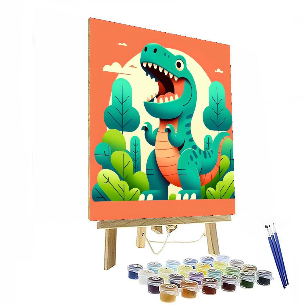 Excited T-rex DIY Paint By Numbers
