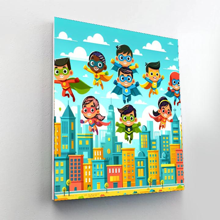 Joyful Superhero Squad Paint By Numbers