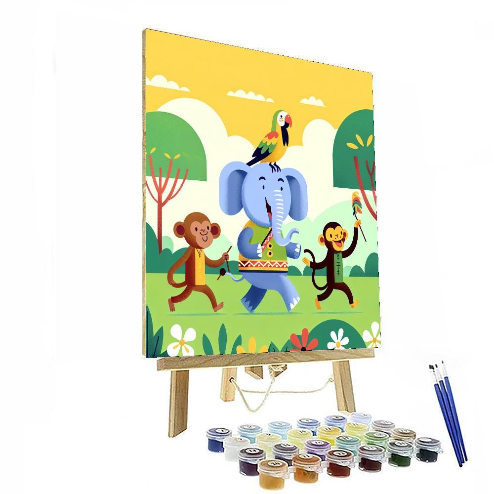 Friendly Jungle Parade Painting By Numbers Kit