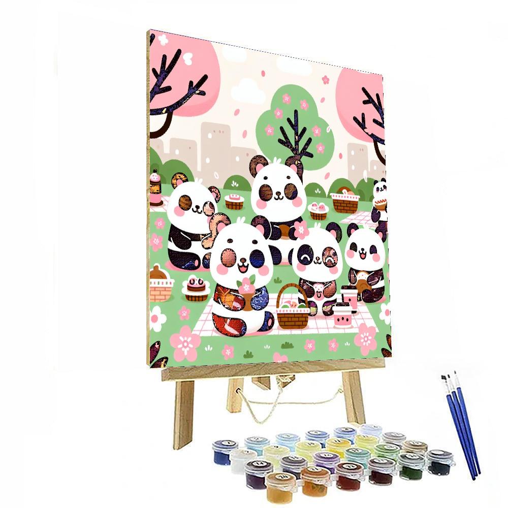 Panda Picnic In The Park Painting By Numbers Kit